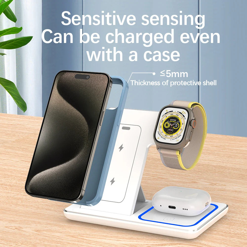LED Fast Wireless Charging Station