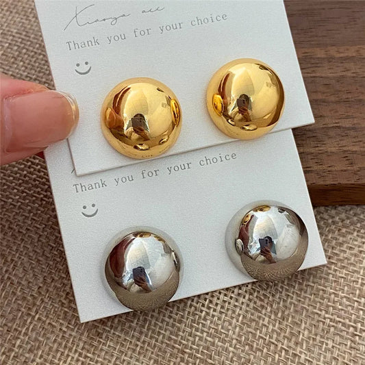 Gold Plated New Shiny C-shaped Ball Stud Earrings.