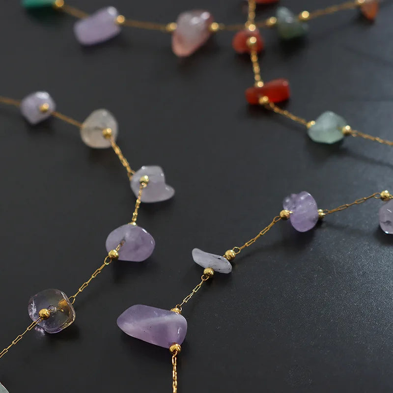 Combining Colorful Irregular Natural Stone Necklace Bracelet.